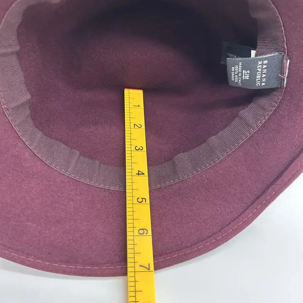 Banana Republic Hat Cloche Fedora Fitted Womens Small Medium Wool Made Italy Bow